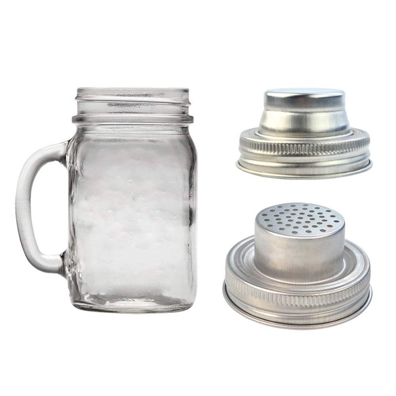 obmwang 4 Pack of Stainless Steel Mason Jar Shaker Lids Caps for Cocktail,Dredge Flour,Mix Spices,Sugar, Salt, Peppers and More or Shake Drinks Cocktail-Fits Any Regular Mouth Mason Jar Canning Jar - Image 2